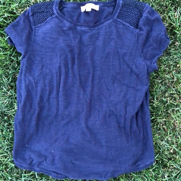LOFT Tops - Loft navy shirt sleeve top